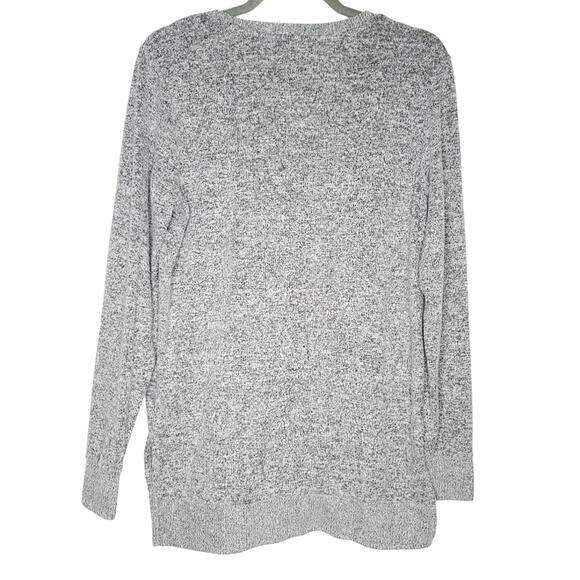 Lucky Brand V-Neck Marled Grey High Low Hemline Sweater, Size Small - Picture 3 of 9